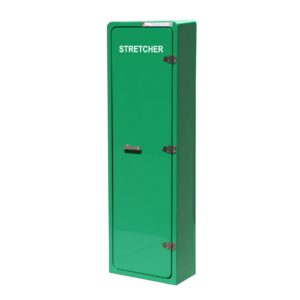 Neil Robertson stretcher cabinet by Jo Bird. This is a newly revised design with additional security provided by the 3 way, 316 stainless steel locking system and the addition of a third door hinge. The hinges are also in 316 stainless steel for great long term resistance to corrosion. Like its predecessor, the JB37 has an excellent IP rating of IP56 to keep the contents dry and dust free. The NATO stock code is: NSN 99-159-9408