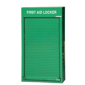 RS450FF First aid locker by Jo Bird shown with the roller door in the closed position