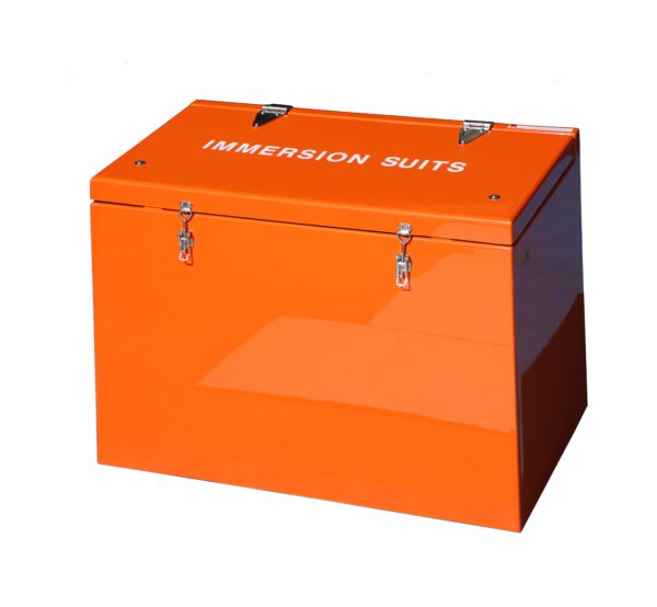 JB71 Lifejacket and immersion suit chest by Jo Bird. Shown in orange RAL2009