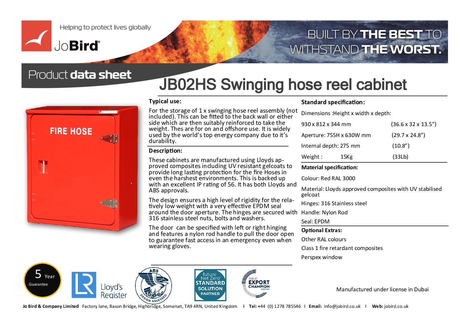 Swinging Fire hose reel cabinet (JB02HS) - Image 3