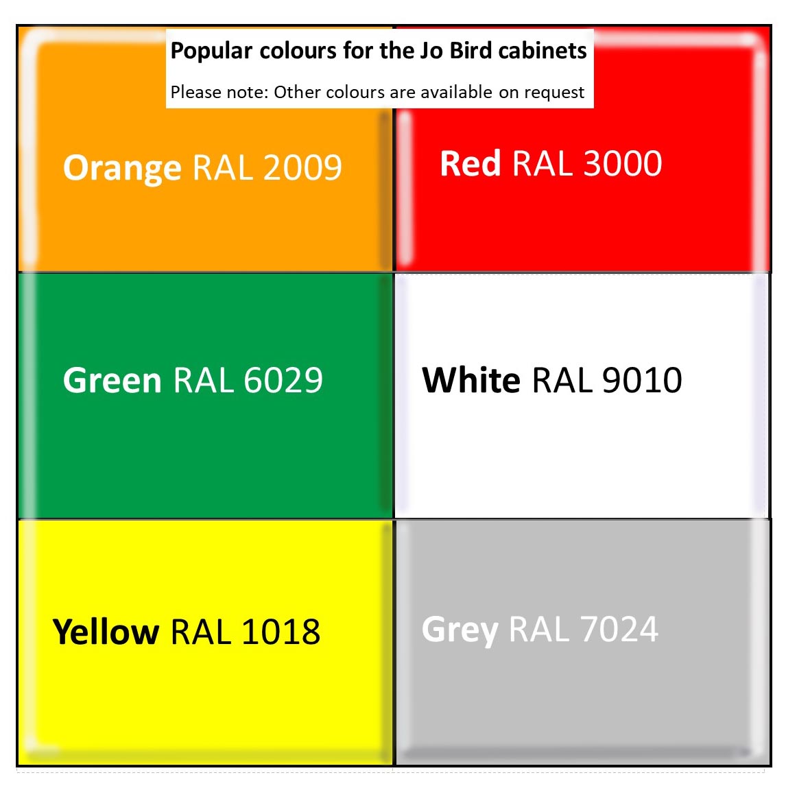 Popular colours for Jo Bird cabinets