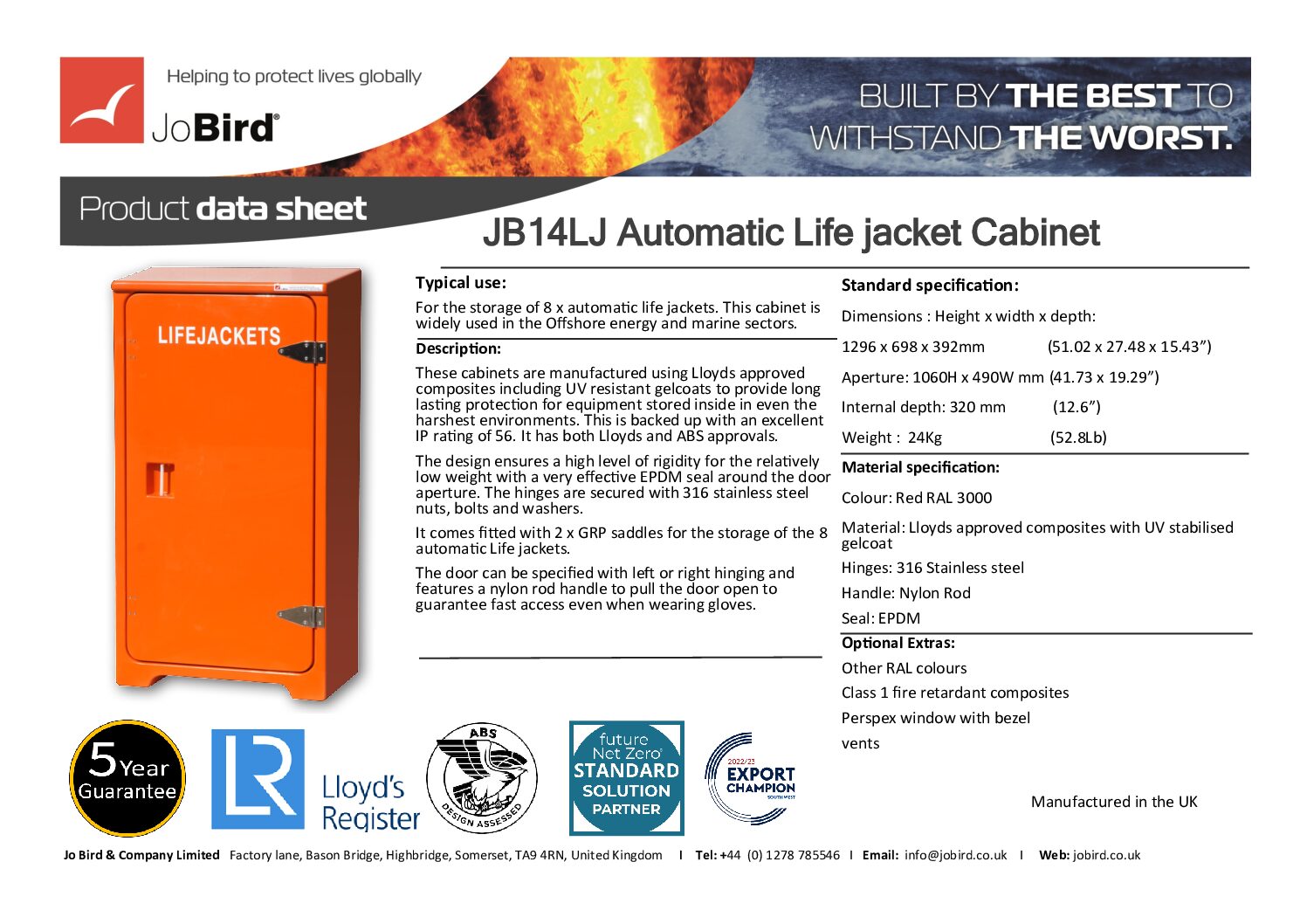 8 x Automatic life jacket cabinet (JB14LJ) - Image 3
