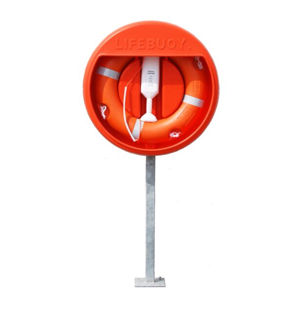 SOS4 Mounted on a galvanised steel post with base plate. This is suitable for hard ground such as tarmac or concrete.