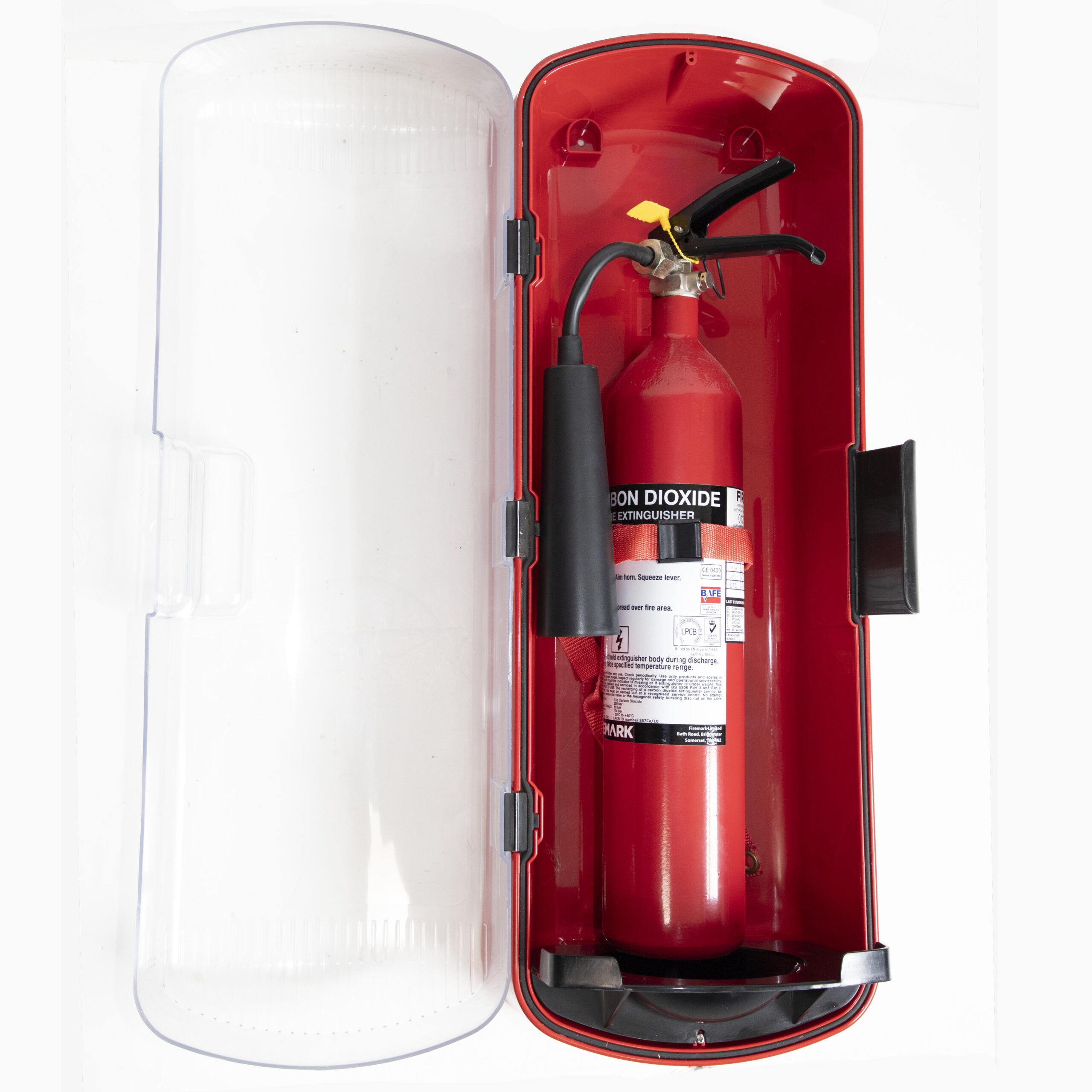SOS101 Fire extinguisher cabinet with 2Kg CO2 Fire extinguisher with nylon webbing strap
