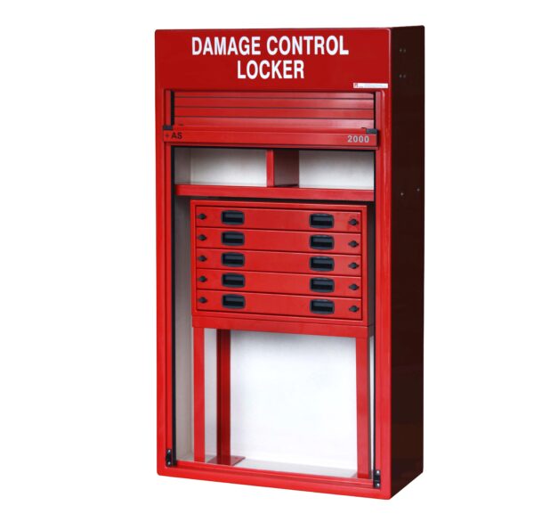 RS450DC Damage control locker by Jo Bird. Shown with roller door in the open position.