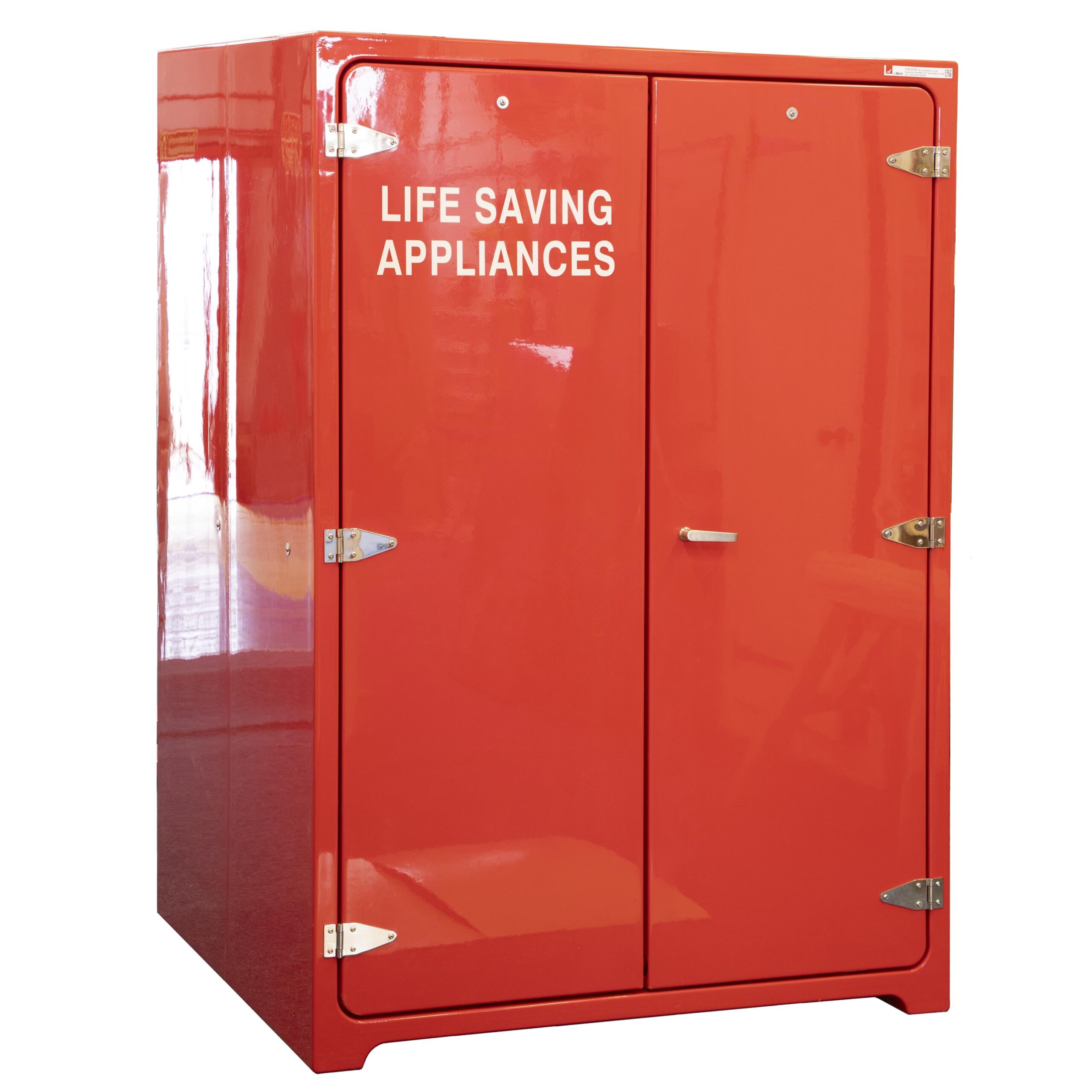 JB17.1400 immersion suit cabinet by Jo Bird in red with central shelf