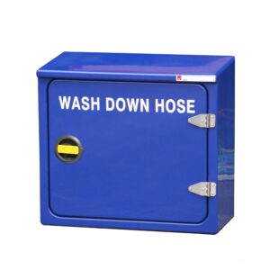 JB16R Wash down hose cabinet by Jo Bird. Shown in blue RAL5002