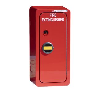 JB82NHS fire extinguisher cabinet by Jo Bird. Shown with lock and anti-ligature features.