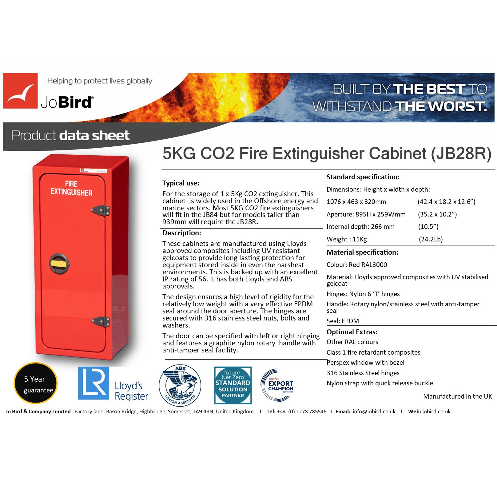 5kg CO2 Fire extinguisher Cabinet (JB28R) - Image 4