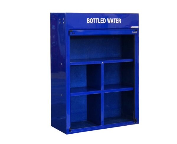 RS300 by Jo Bird in blue RAL 5002. Customised for storing bottled water.