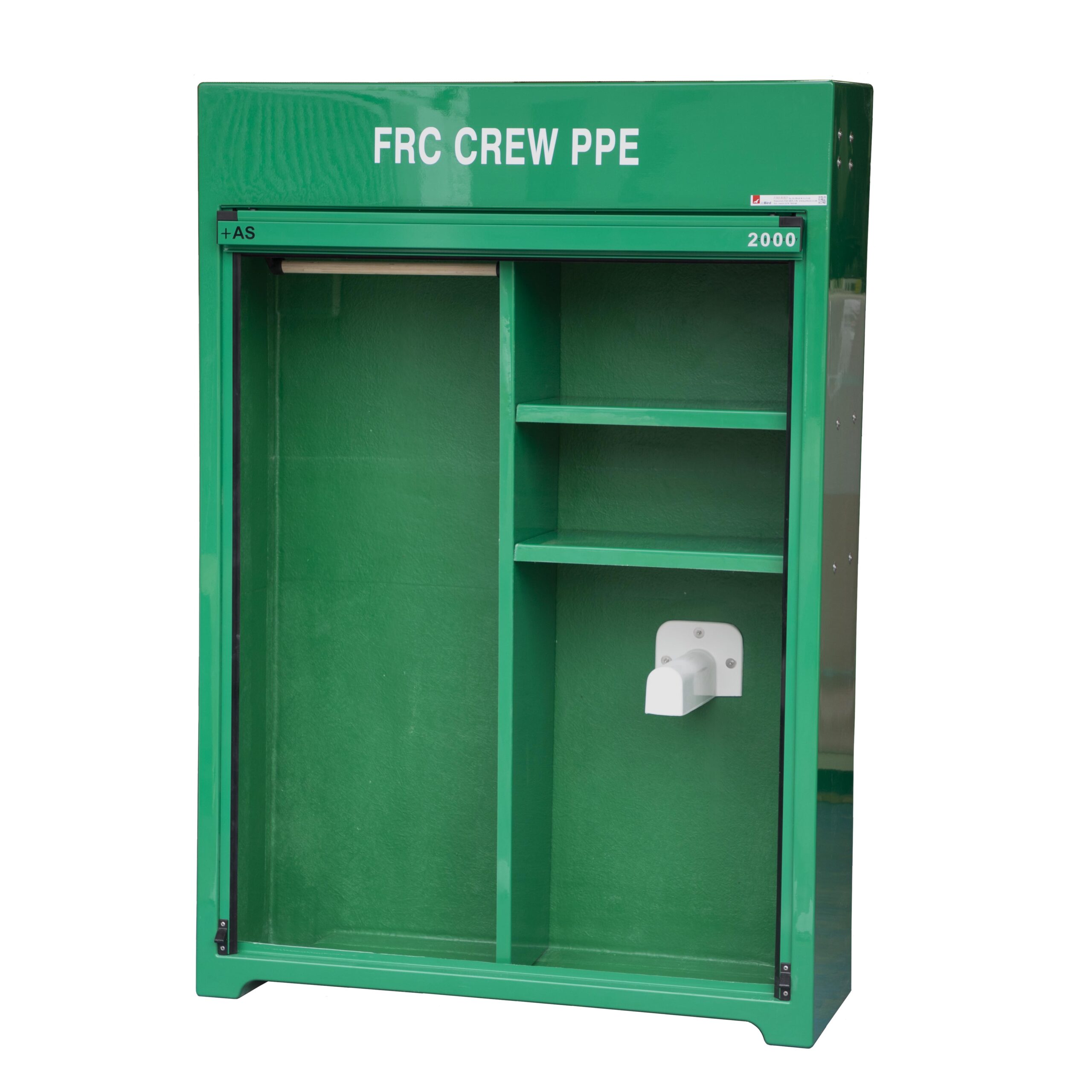 RS300 FRC cabinet shown with door open to reveal internal layout