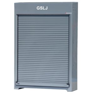RS300LJ automatic lifejacket cabinet by Jo Bird. Shown in grey RAL 7024