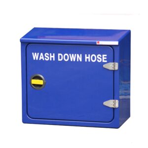 JB16.360HR wash down hose cabinet by Jo Bird. Shown in blue RAL 5002