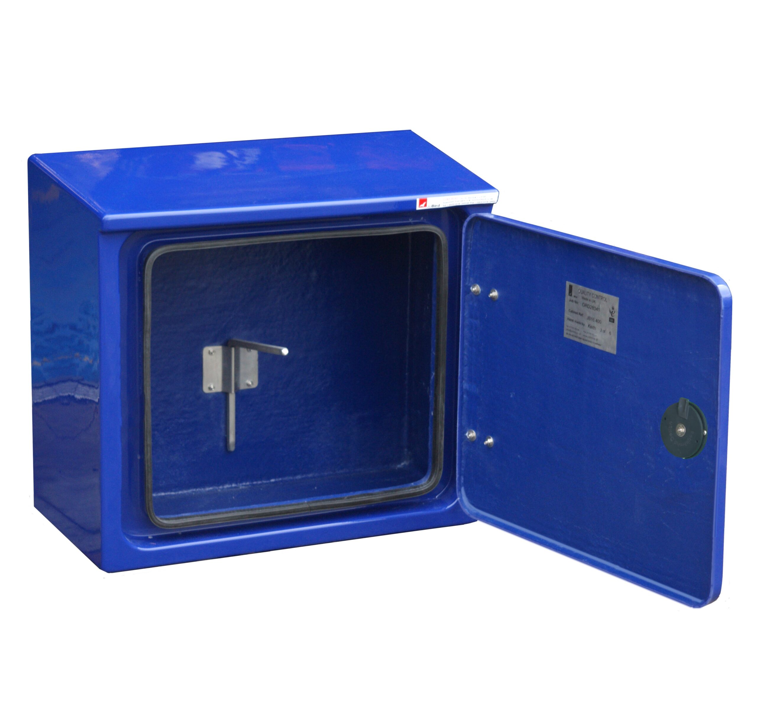 JB16.360HR Wash down hose cabinet with door open.