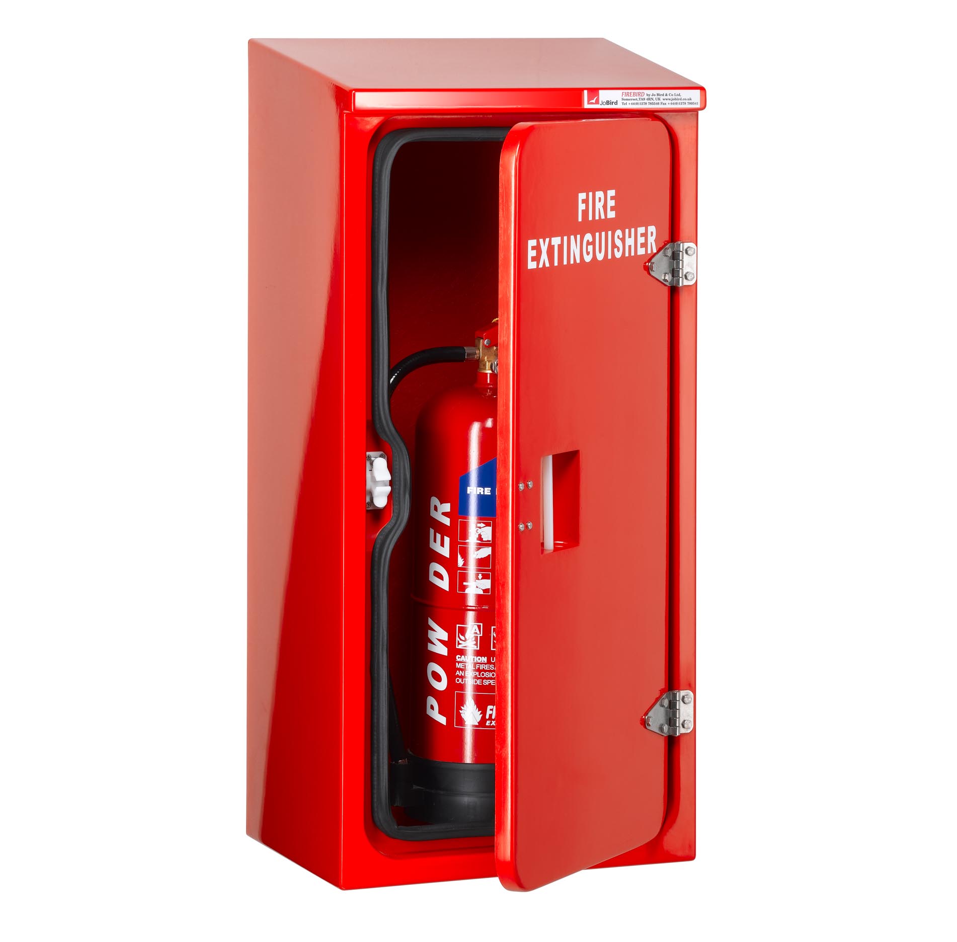 JB01 Fire extinguisher cabinet with 316 Stainless steel hinges000 with portable fire extinguisher